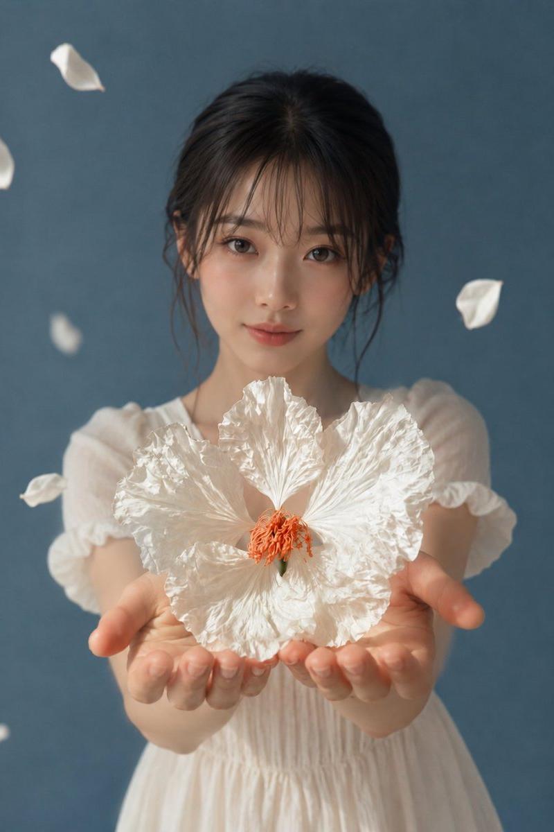 掌心白花肖像