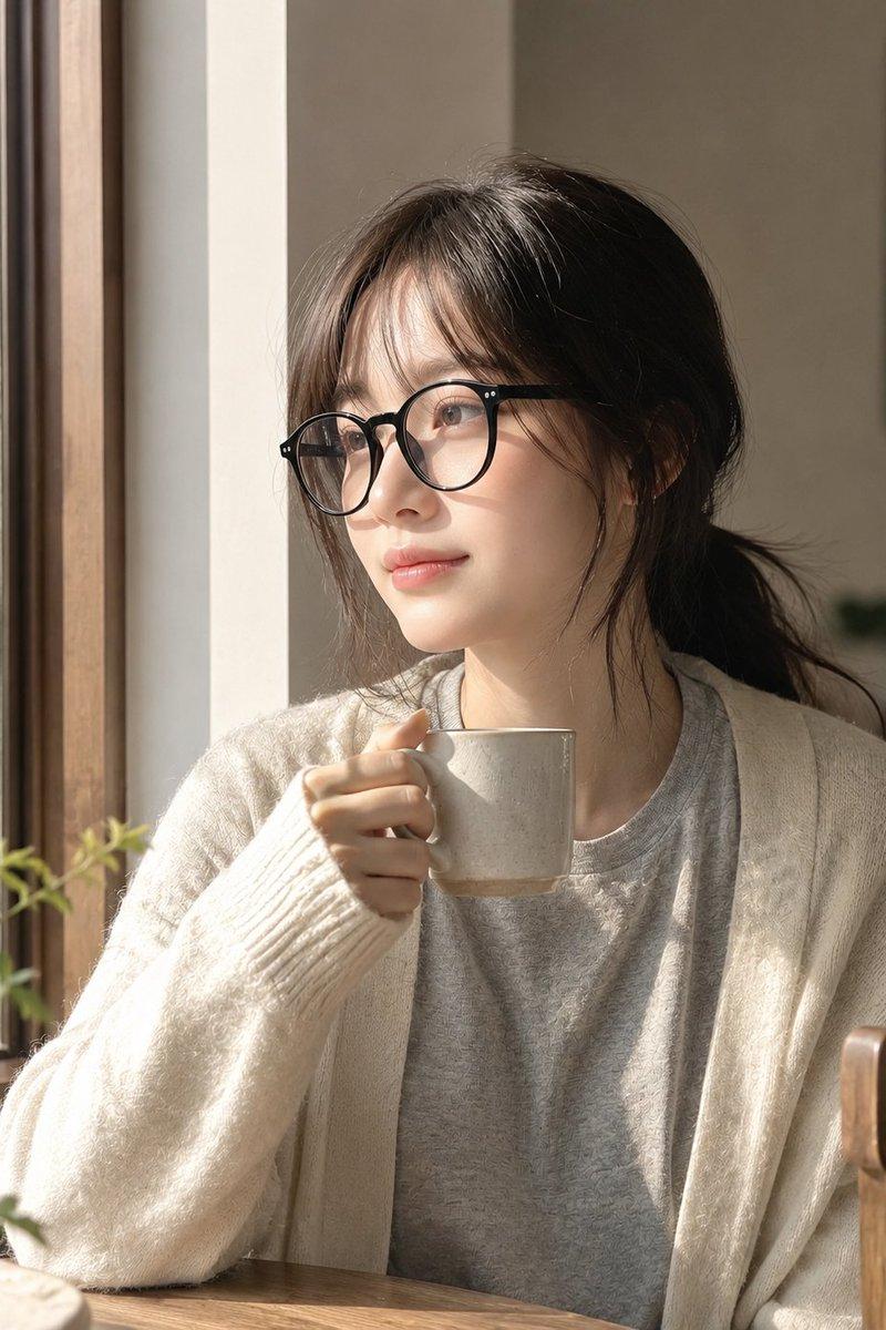 带隐私遮挡的舒适窗边肖像
