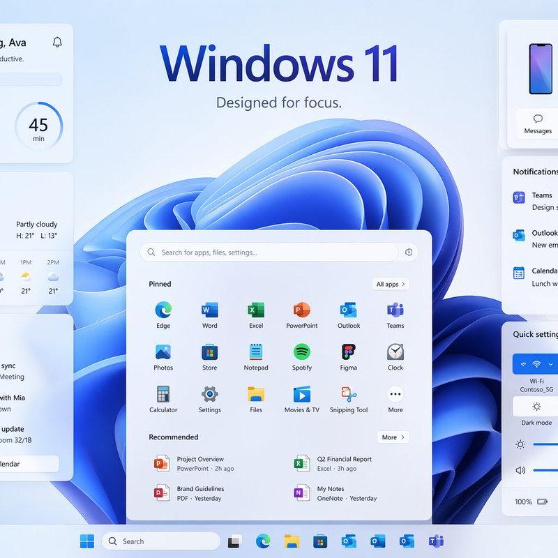 Windows 11 专注模式 UI 展示