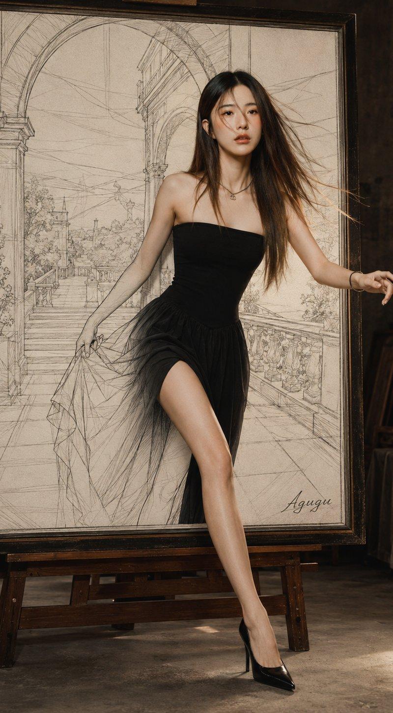 走出素描画的女性