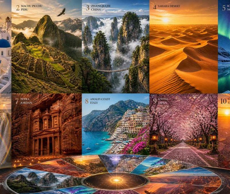 世界奇观旅行拼贴画