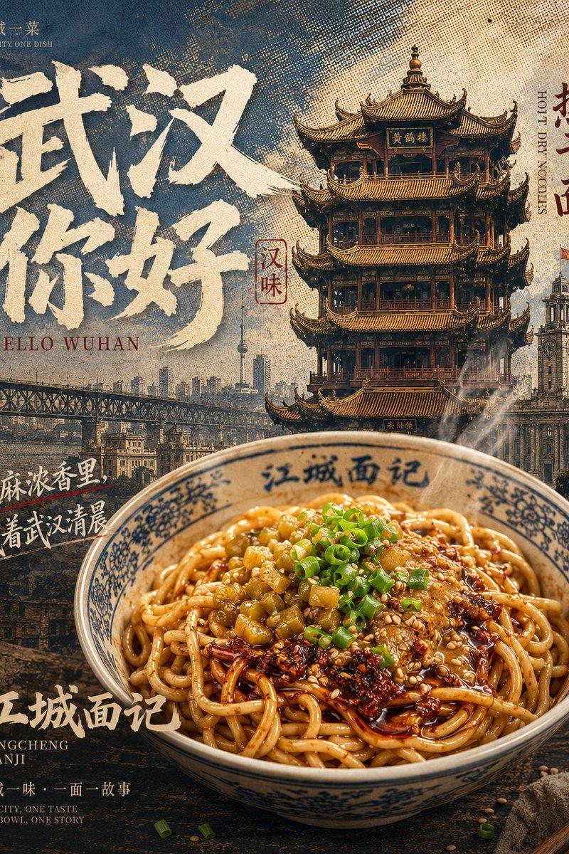 复古武汉热干面海报