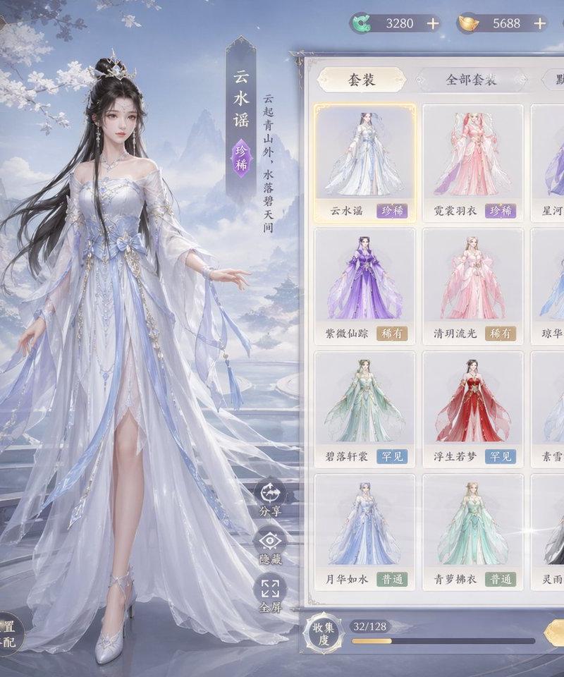 仙侠游戏角色换装界面