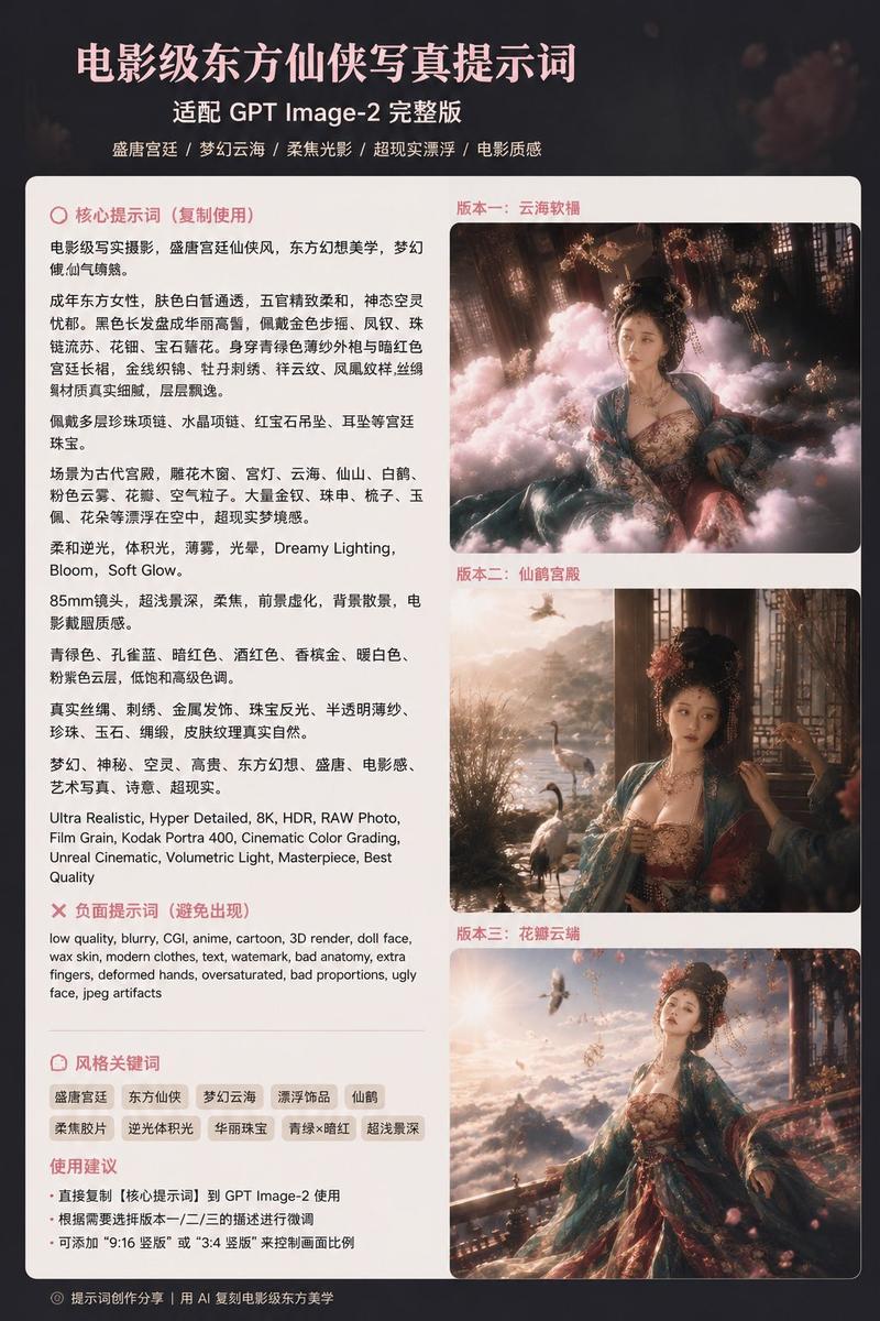 电影级仙侠提示词海报
