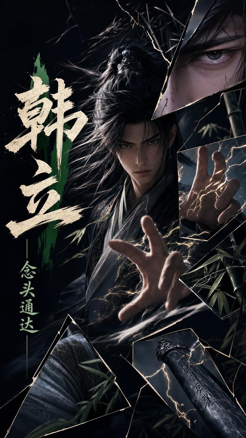 暗黑仙侠风碎裂玻璃海报
