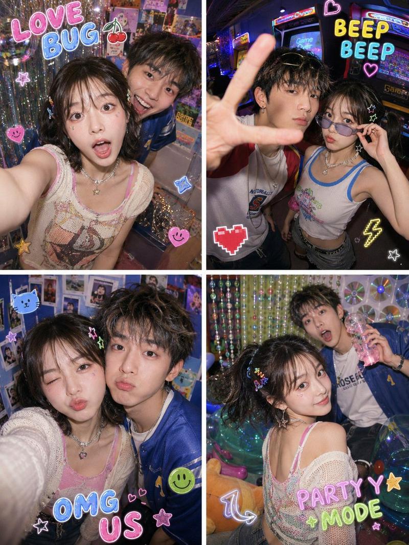 Y2K 鱼眼 2x2 拍立得拼贴