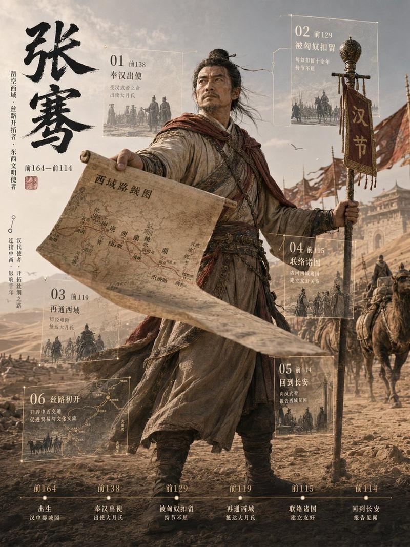 张骞 3D 历史档案海报