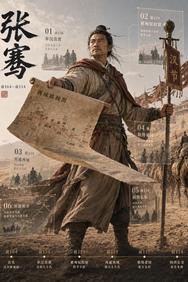 张骞 3D 历史档案海报