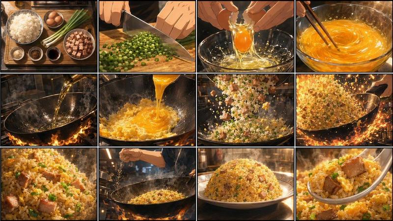 YouTube Thumbnail - Golden Fried Rice Storyboard Sheet