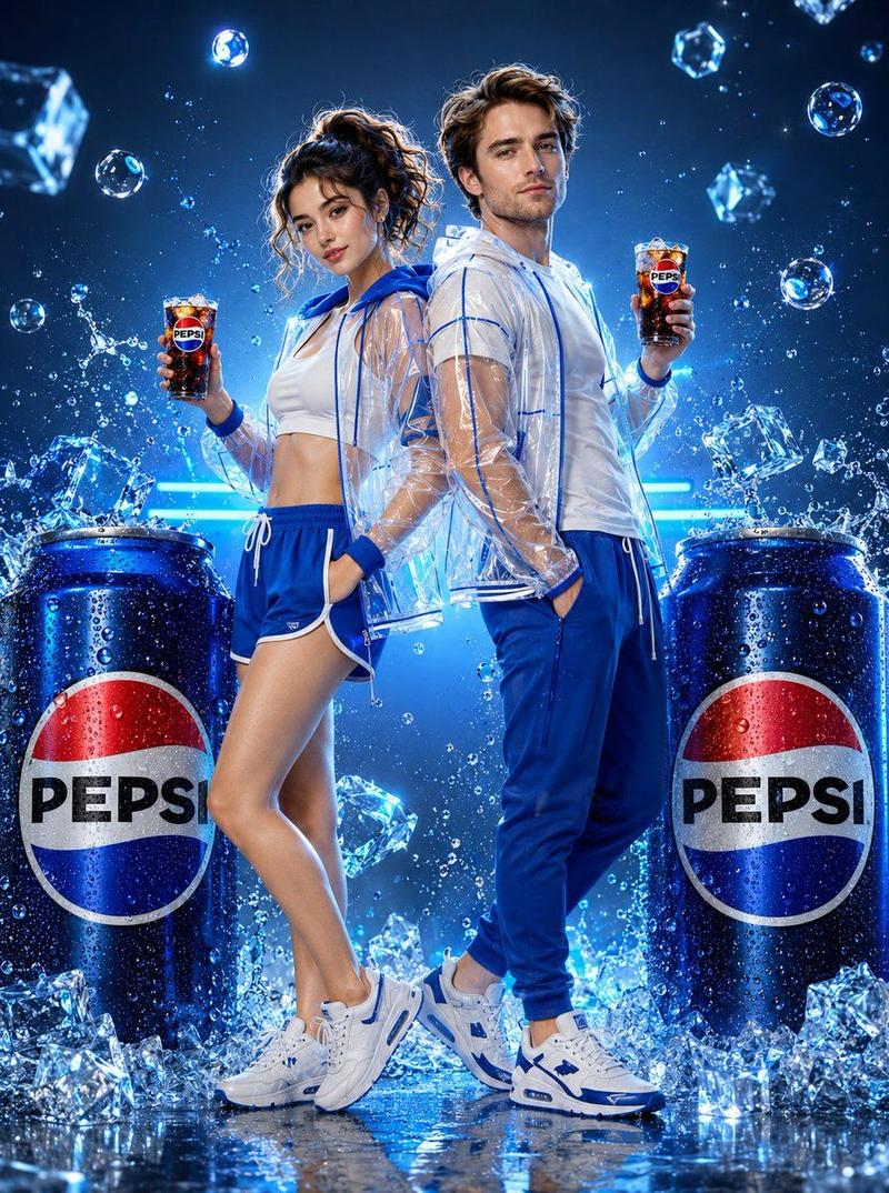 E-commerce Main Image - Futuristic Neon Pepsi Fashion Photography