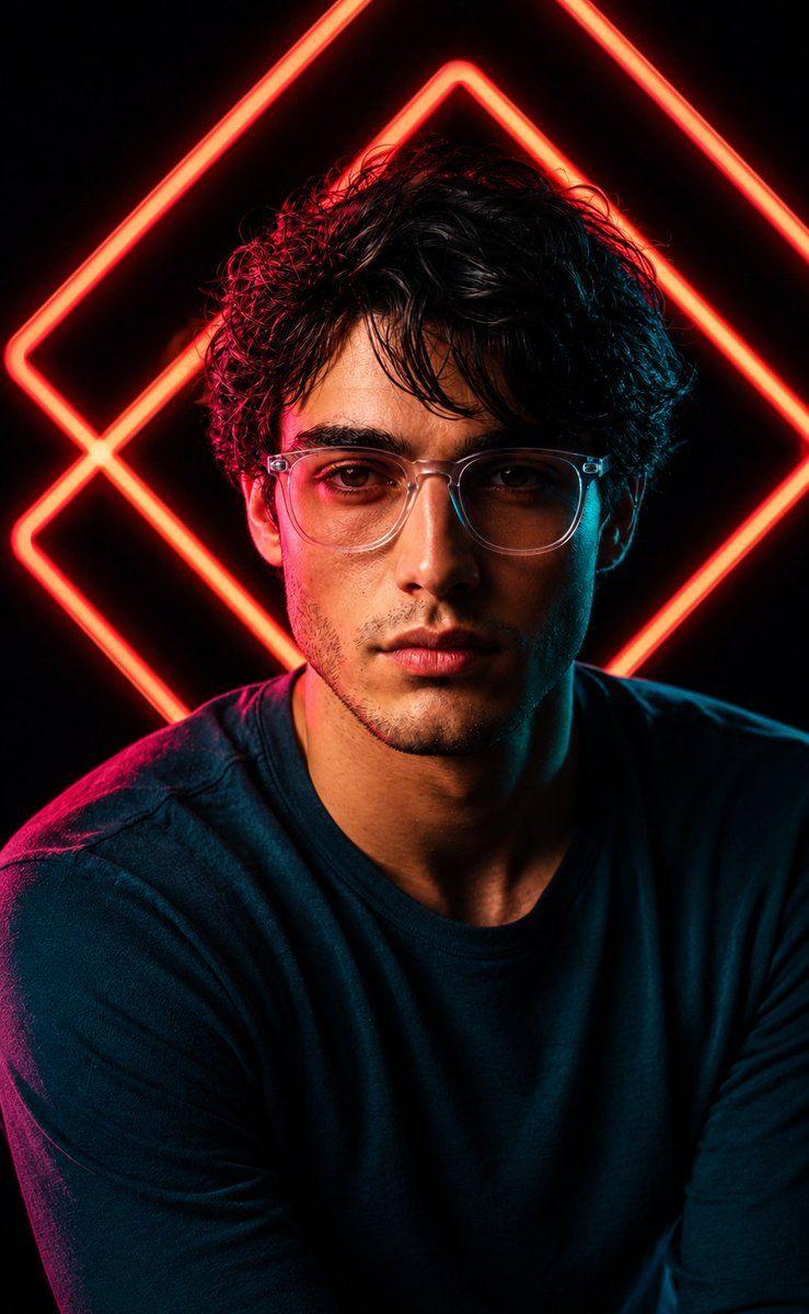 Profile / Avatar - Red Neon Geometric Portrait