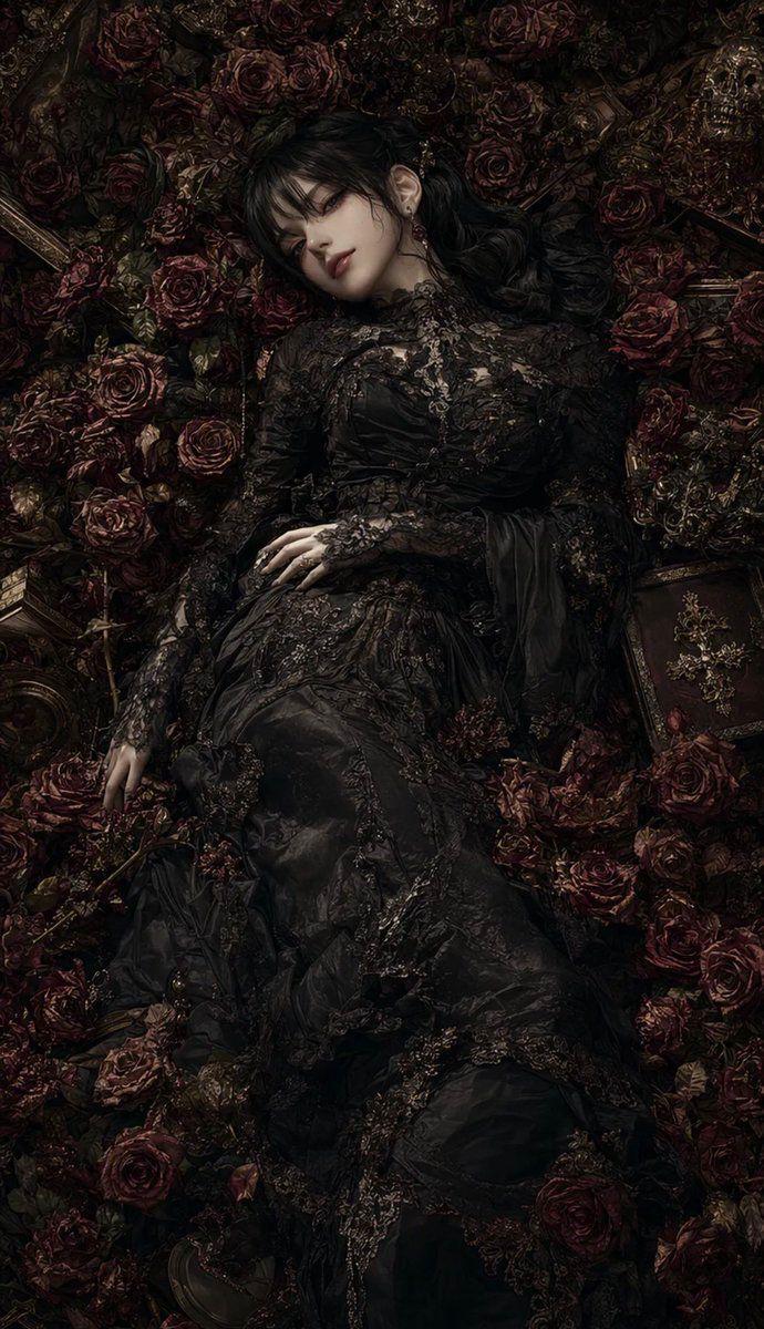 Social Media Post - Gothic Rose Mourning Portrait